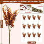 12 Bundles Artificial Fall Flowers for Outdoors Fall Decorations for Home - Image 2