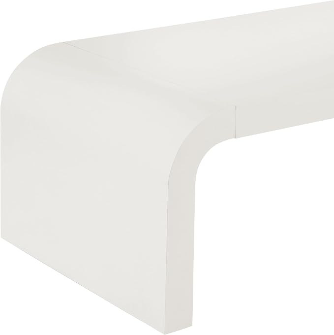 Modern Curved Coffee Table, 47.2’’ Minimalist Waterfall Center Table - Image 7