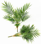 Artificial Parlor Palm Plants, Set of 2 - Realistic Faux Tropical Greenery Stems Small Fake Areca Palm Leaves Mini Palm Tree for Vase Fill, Home Office Decor, Indoor Outdoor Wedding & Event Decoration by CATTREE