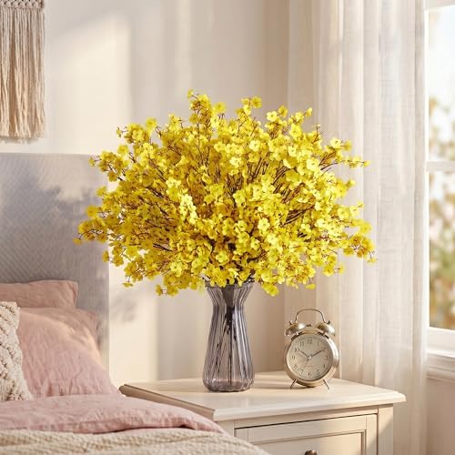SITUMEIZI 6Pcs Yellow Artificial Baby's Breath Flowers 19.3 Inch Silk Gypsophila Bundles Real Touch Fake Flowers for Wedding, Home Decor, Fall Centerpieces DIY Floral Arrangement - Image 3