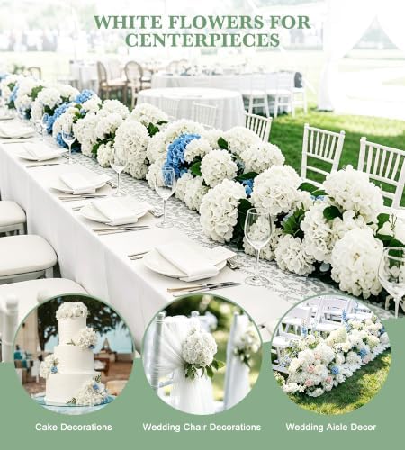 100Pcs White Hydrangea Artificial Flowers Bulk,Faux Silk Hydrangea Flowers - Image 6