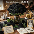 JOHOUSE 30PCS Black Faux Roses, Gothic Artificial Flowers Decor - Image 6