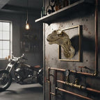 JJALIGHTS Exquisite Resin Animal Head Wall Dragon Sculpture (Gift Metal Frame) - Imitation Copper Vintage Decor for Living Room, Bedroom & Office | Decorative Wall Hanging Art (Dinosaur) - Image 2