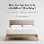 Nectar Bamboo Platform Bed Frame & Upholstered Headboard - Image 2