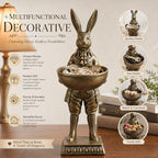 Home Decor Gift 12.6 Inch Vintage Rabbit Statue with Bowl, Resin Bunny Figurine Serving Tray, Multifunctional Key Candy Purse Holder Bowl, Jewelry Dish Ring Holder, Desktop Tabletop Art Decor - Image 4