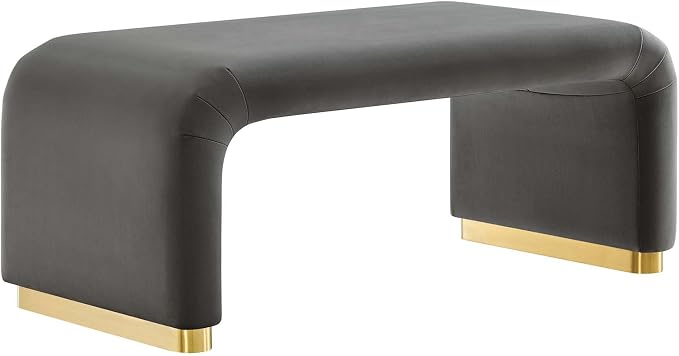 Modway EEI-6735-BRA-STG Koda Performance Velvet Waterfall Ottoman, Brass Storm by Modway