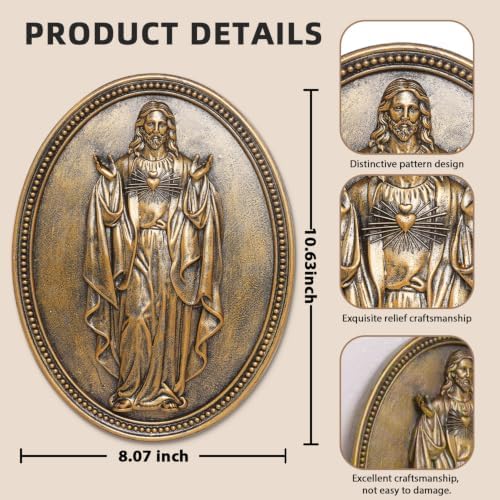Vintage Jesus Wall Sculpture,Jesus Wall Decor,Sacred Heart of Jesus Decor - Image 2