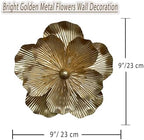 Metal Flower Wall Art Decor, 9" Gold Rustic Modern Floral Sculpture - Image 3