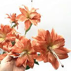 Artificial Lily Flowers, Vintage Fake Silk Flower Long Stems Stargazer Lilies Real Touch Faux Plants Stem Tiger Bouquets for Home Decor Indoor Outdoor Wedding Party Floral DIY Decorations Brown 4 Pack - Image 4