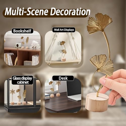 Gold Leaf Home Decor Set - Metal Leaves Statues, Modern Artistic Sculptures for Living Room, Office, Shelf & Home Decorative, Handmade 3D Botanical Accents - Image 4