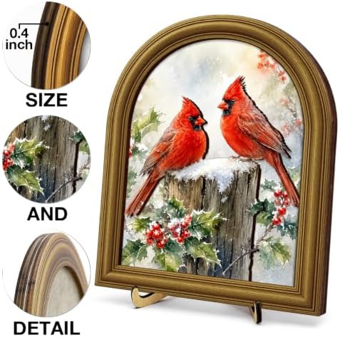 Christmas Decor Vintage Winter Cardinals Wall Art Sign Table Decor - Image 3