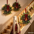 6 Pcs Small 4th of July Hanging Wreaths for Cabinets Patriotic Mini Candle Ring Wreath with Red White Blue Flowers (4, Greenery with Red Bells Pinecones) - Image 2