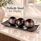 Creative Scents Dublin Brown Decorative Tray and Orbs Set - Coffee Table Decor Centerpiece for Living Room, Dining Table, Entryway - 3 Decorative Balls with 15.5 Inch Tray, Gift Boxed Home Decor - Image 2