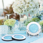 Jetec 6 Pcs Mirrored Glass Coasters with Holder, Bling, Navy Blue, 4 Inch - Image 4