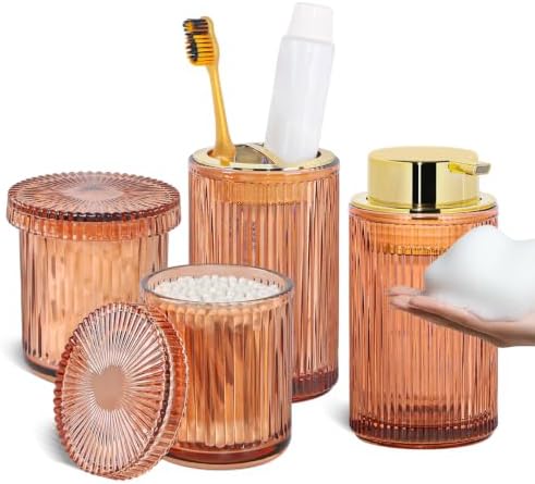 4pcs Brown Glass Bathroom Accessories Set by TonxusBathroomAccessories