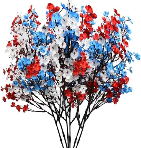 Mandy's 6 Bundles Artificial Red White Blue Baby’s Breath Flowers by Mandys