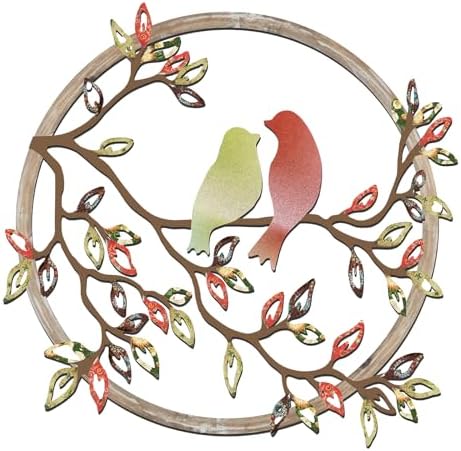 Ferraycle Metal Wall Art Bird on Tree Branch Silhouette Bird Hanging Ornament Porch Wall Decor for Living Room Outdoor Garden Bedroom Office Housewarming Party Decoration(Elegant Color) by Ferraycle
