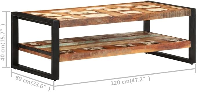 Coffee Table 47.2"x23.6"x15.7" Solid Reclaimed Wood, End Tables, Living Table - Image 2