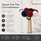 Mandy's 12pcs Artificial Red White Blue Ball Chrysanthemum Flowers - Image 2