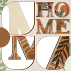 Honoson 4 Pcs Orange Boho Wall Art Decor Aesthetic Wood Home Letters Sign Hanging Orange Abstract Wall Art Rustic Farmhouse Geometric Sun Moon Leaves for Decorative Living Room Kitchen Bedroom - Image 6