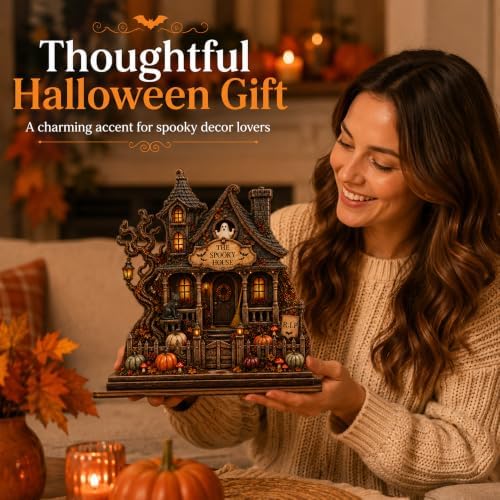 The Spooky House Plaque, Wooden Halloween Village Houses - Image 2
