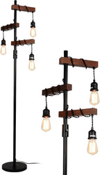 Industrial Floor Lamp, Farmhouse Tree 68 Inch 3 Lights Wood Standing Lamp by Airposta