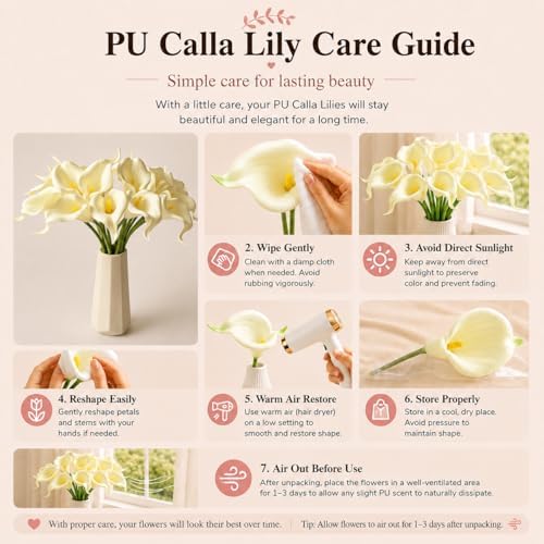 Mandy's 20pcs Cream Calla Lily Artificial Flowers - Image 6