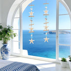 JQAQJU 2PCS Sea Glass Wooden Coastal Wall Decor with Starfish Sea Shells - Image 2
