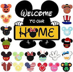 Cute Mouse Seasonal Interchangeable Welcome Door Sign, Yellow by FUEMEILY