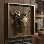 JJALIGHTS Exquisite Resin Animal Head Wall Sculpture (Gift Metal Frame) - Imitation Copper Vintage Decor for Living Room, Bedroom & Office | Decorative Wall Hanging Art (Wendigo) - Image 4