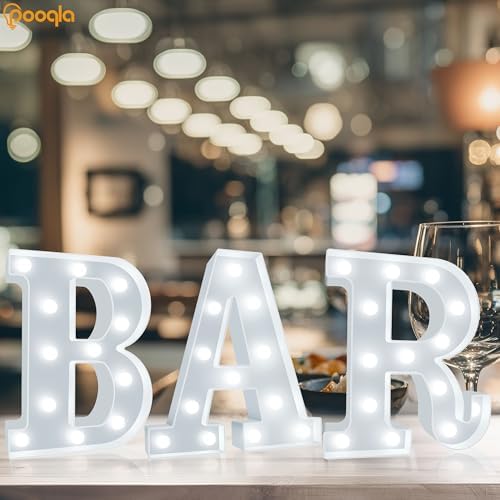 Pooqla BAR Sign for Home Bar Decor, Cool White LED Light Up Bar Sign - Image 3