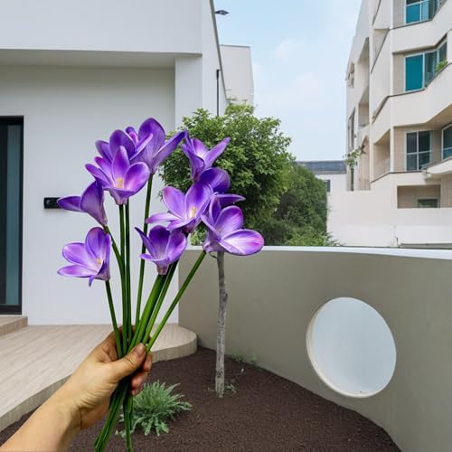 10 pcs Purple Artificial Plumeria Flowers with Stems,Real Touch,13inch - Image 6
