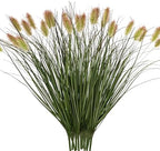 Ttranewsoo Artificial Grass, Fake Grass, Artificial Shrubs, Wheatgrass Cattails Fake Grass Decorations, Artificial Plants, Ornamental Grass, Outdoor Fake Grass, Green Leafy Decorations (12PCS) by Ttranewsoo