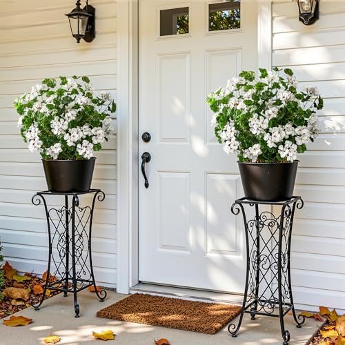 Artificial Geraniums for Outdoors, 8 Stems 17.7 Inch White Faux Geranium Bush Fake Flowers UV Resistant Fall Porch Patio Garden Planter Window Box Indoor Decor, Pot Not Included - Image 5
