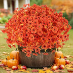 24 Bundles Artificial Fall Flowers Outdoor UV Resistant Fake Mums Bulk Outdoor Faux Mums Plants Plastic Flower Decorations for Home Garden Porch Hanging Planter Vase Autumn Decor Outside, Orange by WelcometoAttgreatWeHaveAlwaysFirmlyBelievedEndlessBloomsEndlessCreativity