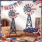 Tandefio 2 Pcs 11.8 Inch Metal Patriotic Farmhouse Windmill Tabletop Decor - Image 6