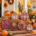 Leinuosen 6 Pcs Fall Pumpkin Decor for Home, Pink Pumpkin Tiered Tray Decor by Leinuosen