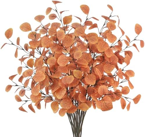 16Pcs Artificial Eucalyptus Leaves Stems 33.8‘’ Eucalyptus Branches Fake Poinsettia Flowers Faux Plants for Home Table Fireplace Party Wedding Thanksgiving Décor by Tepaler