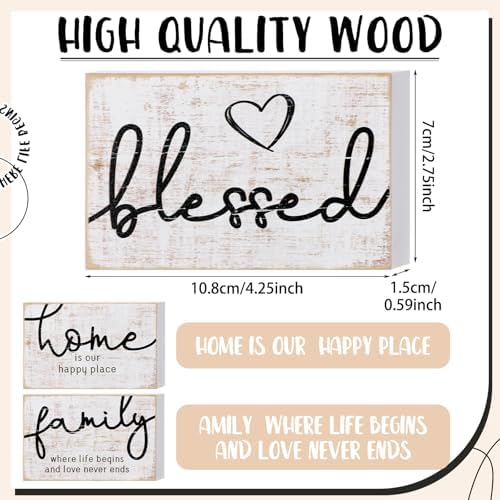 Jetec Mini Wooden Sign Farmhouse Shelf,Retro Color,4.25 x 2.76 x 0.59 in - Image 2