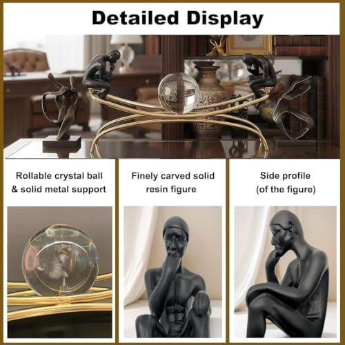 Thinker Statue & Sculpture, Modern Home Decor Statue, Gold Abstract Thinker Sculpture – Desktop Decorative Figurine for Living Room, Office, Shelf, Bedroom, Cabinets - Image 6