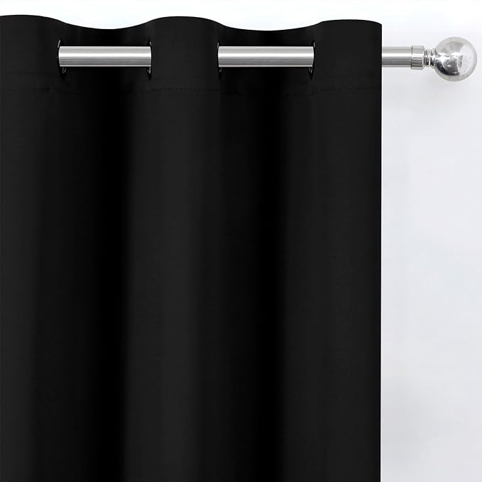 Blackout Curtains 66 x 72 Inch Long Black Curtains Set of 2 Panels Room - Image 6