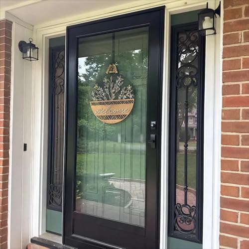 3D Welcome Sign for Front Door, Rustic Round Wood Wreaths Wall Hanging Modern Farmhouse Decor, House Warming Gifts New Home, Porch Fence Decorations for Spring Summer Fall All Seasons Holiday Outdoor - Image 5