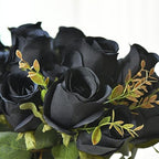 Artificial Rose Flowers 12 Heads 2 Bundles Silk Rose Bouquets, black - Image 7