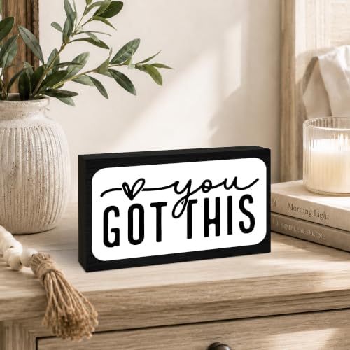3x5 Encouragement Wooden Block Sign, You Got This, Black Frame - Image 4
