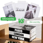 3 PCS Faux Decorative Books for Home Decor-Coffee Table Books Decor-Aesthetic Fake/Faux Books (3-Paris London New York Shipaitu 2-liti) - Image 5