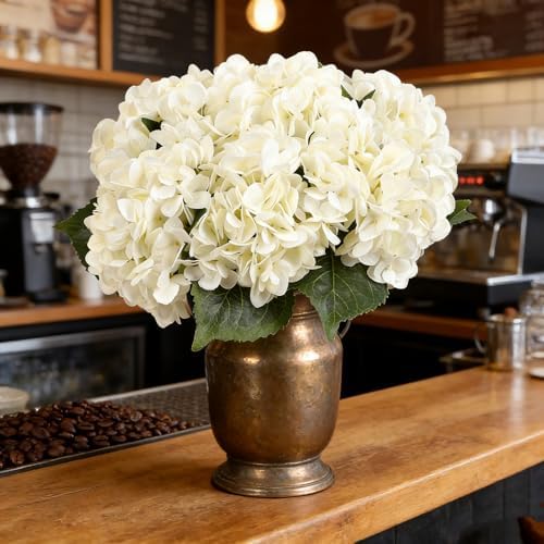 Kimura's Cabin 6Pcs Fake White Hydrangea Artificial Flowers Silk Hydrangeas - Image 3