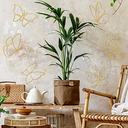 Hotop 6 Pieces Gold Metal Butterfly Wall Decor Wired Butterflies Wall Art - Image 2