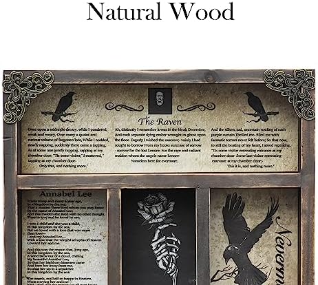 INSOVITA Rustic Edgar Allan Poe Poems Cabinet of Curiosities,Victorian Gothic Decor for Shelves, Small Wall Shelf, Halloween Decor, Floating Shelves, Vintage Wall Decor, Gift for Poetry/Goth Fans - Image 3