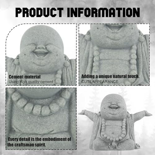 Landical Buddha Sandstone Statues Zen Monk Sculptures,Laughing Buddha - Image 3