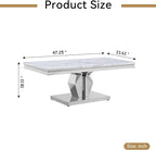 Henf 47" Modern White Faux Marble Coffee Table - Image 2